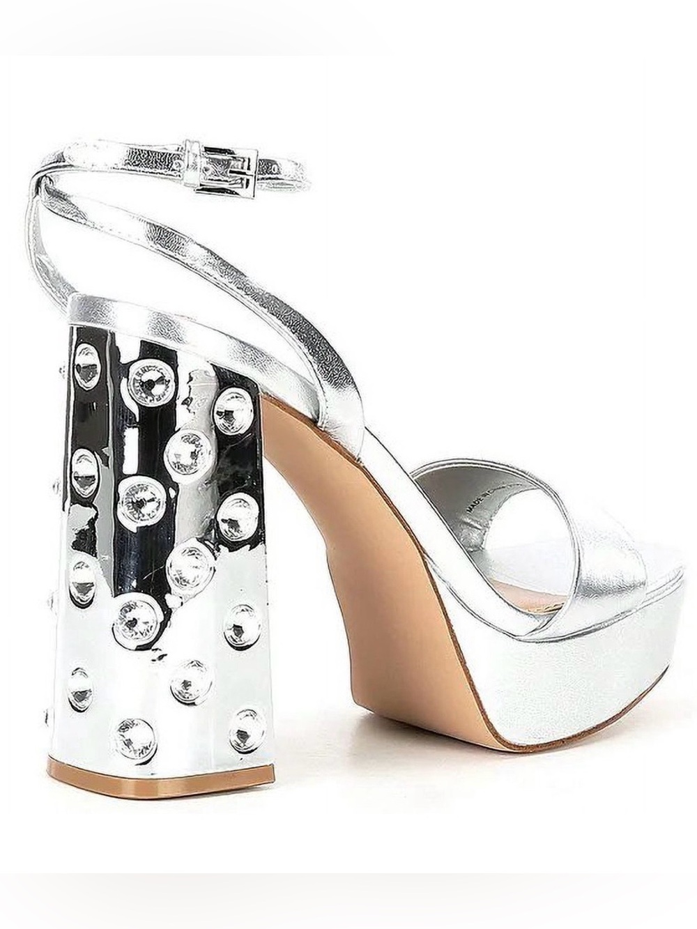 Steve Madden Silver Metallic Platform Ankle-Strap Sandal - Picture 2 of 7